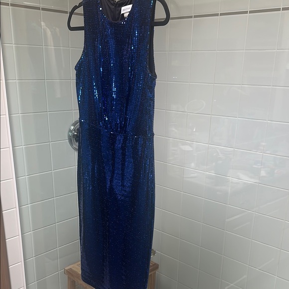 Calvin Klein Dresses & Skirts - Calvin Klein Blue Sequin Midi Dress